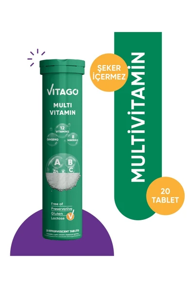 VİTAGO-Vitamin Promultivit 20li Efervesan Tablet ürün görseli 1