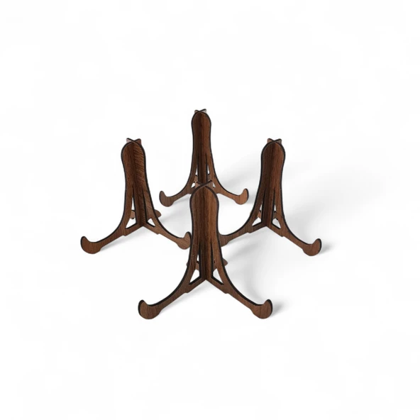Tabak ve Süs Levhaları Gerçek Ahşap 4'lü Teşhir Ayağı 10 cm x 10 cm Stand ürün görseli 1