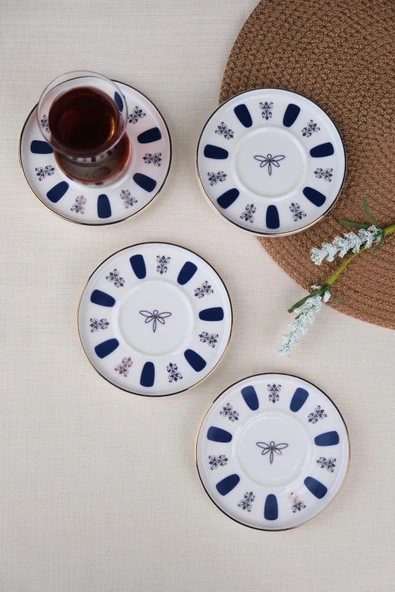 Tabak Evi Porselen Acem Zade Lacivert Çay Tabağı 11,8cm 4 lü ürün görseli 1