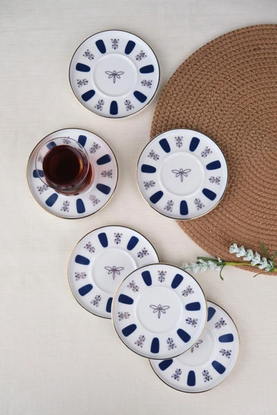 Tabak Evi Porselen Acem Zade Lacivert Çay Tabağı 11,8cm 6 lı ürün görseli 1