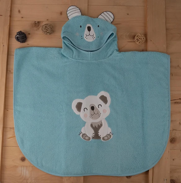 Sevimli Koala Desenli Kapüşonlu Bebek & Çocuk Panço Havlu ürün görseli 1