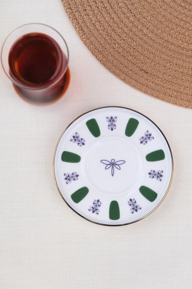 Tabak Evi Porselen Acem Zade Yeşil Çay Tabağı 11,8cm Tekli ürün görseli 1