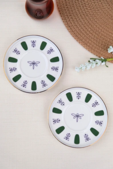Tabak Evi Porselen Acem Zade Yeşil Çay Tabağı 11,8cm 2 li ürün görseli 1