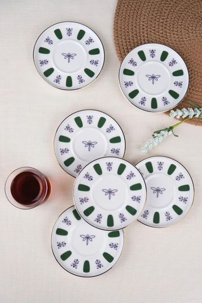 Tabak Evi Porselen Acem Zade Yeşil Çay Tabağı 11,8cm 6 lı ürün görseli 1
