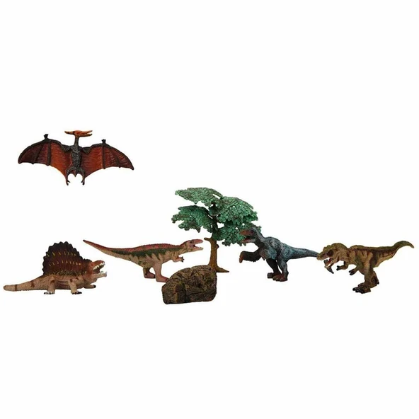 Dinozorların Dünyası 5'li Oyun Seti - Dimetrodon Kahvrengi Yeleli 26960 ürün görseli 1