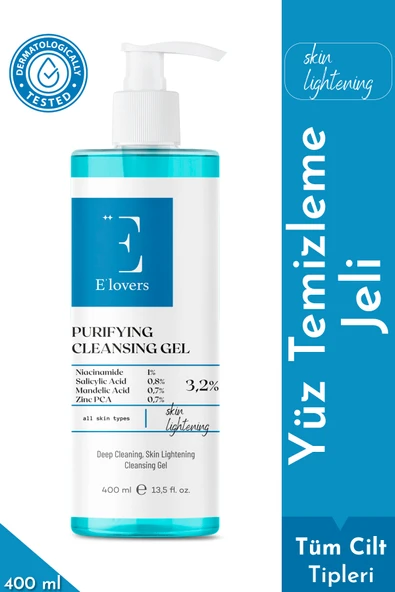 E'lovers Akne ve Sivilce Karşıtı, Aydınlatıcı Yüz Temizleme Jeli, 400 ml, Yağlı ve Karma Ciltler ürün görseli 1