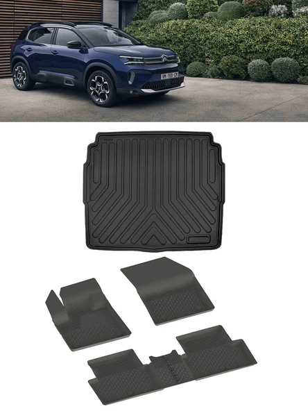 Sahler Citroen C5 Aircross 2025 ve Sonrası 4.5D Paspas ve Rizline 3D ALT Bagaj Havuzu Set ürün görseli 1