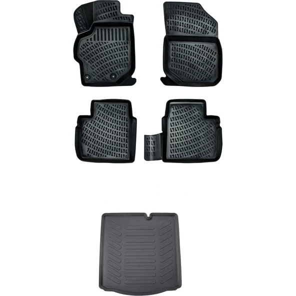 Rizline Peugeot 301 2012 Sonrası Uyumlu 3D Havuzlu Paspas + Bagaj Havuzu Set ürün görseli 1