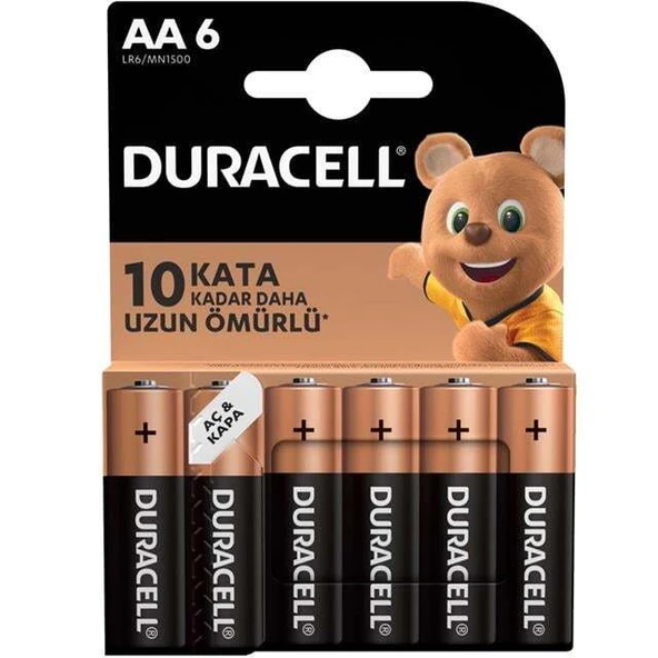 Duracell Basic İnce AA Kalem Pil 6'lı ürün görseli 1