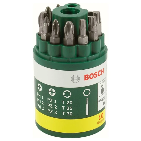 BOSCH DIY 10 PARÇALI VİDAMA UCU SETİ (PH+PZ+T) ürün görseli 1