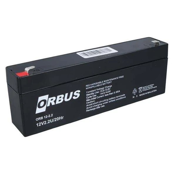 Orbus 12 Volt - 2.2 Amper Yatık Uzun Akü (178x34x60Mm) ürün görseli 1