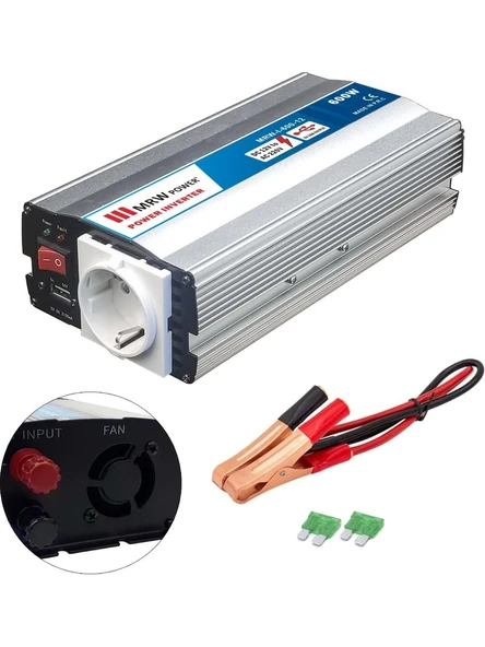 MERVESAN MRW-I-600-12 İnverter Modifiye Sinüs 12-24V 600W ürün görseli 1