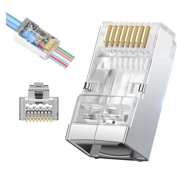 PowerMaster PM-25747 EZ Plug Yeni Nesil 8 Pin Açık Uçlu RJ45 Soket 8P/8C (Teklidir) ürün görseli 1
