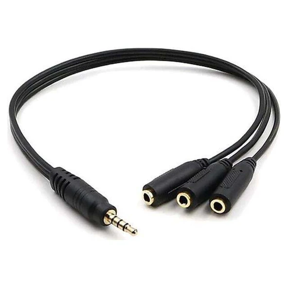 Kulaklık Çoklayıcı 3.5 Mm Erkek X 1/3 Stereo Dişi X 3 - 30 Cm Y Kablo ürün görseli 1