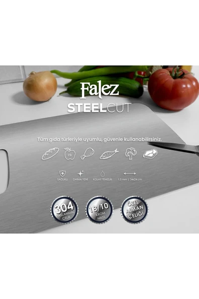 FALEZ 18/10 ÇELİK KESME TAHTASI - Resim 7