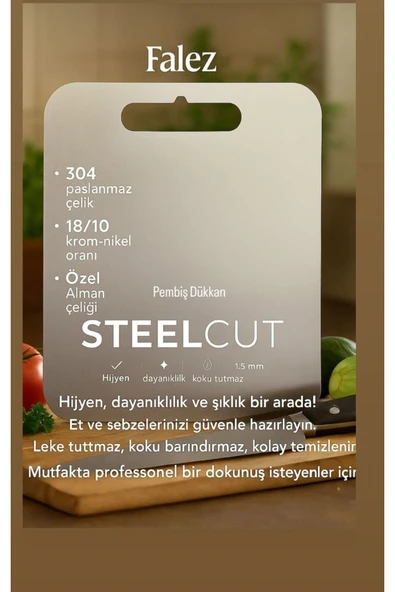 FALEZ 18/10 ÇELİK KESME TAHTASI - Resim 3