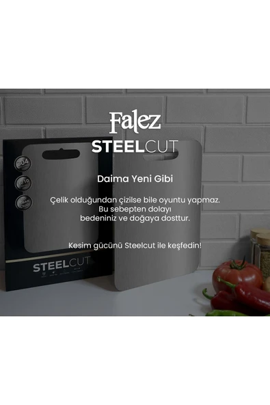 FALEZ 18/10 ÇELİK KESME TAHTASI - Resim 6