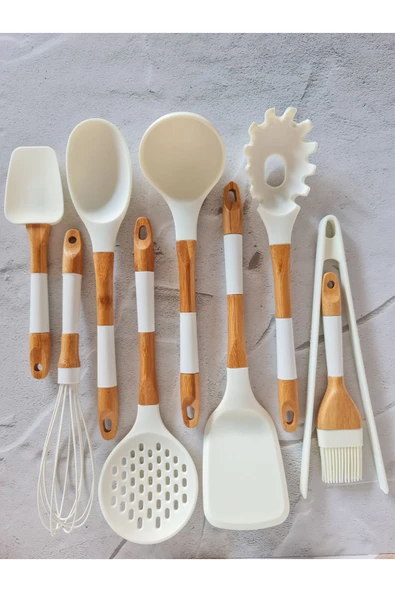 AROW Ladynur Pink&more 9 Parça Bambu & Silikon Chef Set - Beyaz ürün görseli 1