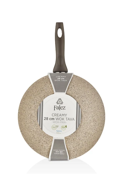 FALEZ Creamy 28 Cm Granit Wok Tava - Resim 6