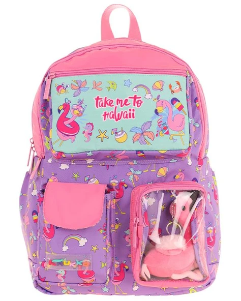 Kaukko Kids Okul Sırt Çantası Plush Flamingo L5240 ürün görseli 1