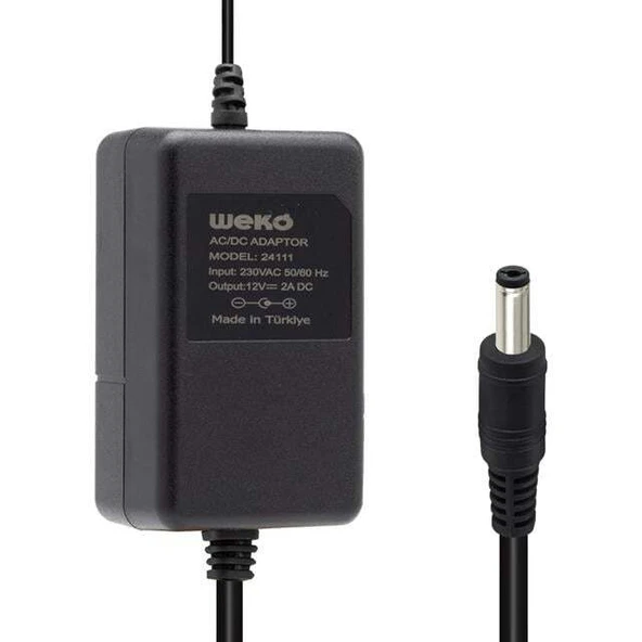 Weko 12 Volt 2 Amper 5.5*2.1 Uçlu Yerli Üretim Plastik Kasa Masaüstü Adaptör ürün görseli 1