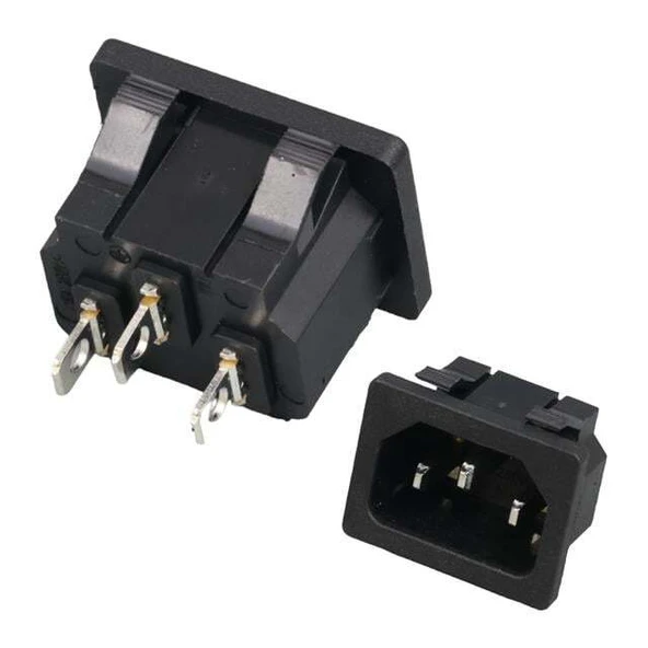 IC-212B C14 Power Soket Erkek Kulaksız As-04 ürün görseli 1