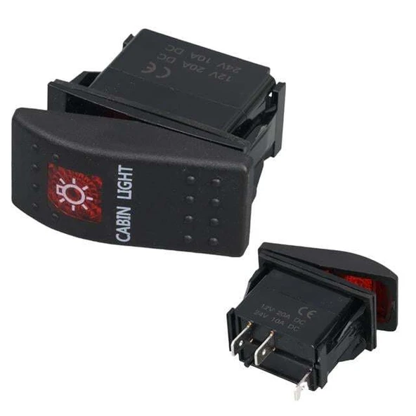 PowerMaster Kabin Sembollü Işıklı 3 Pinli On-Off 12-24V Marin Switch ürün görseli 1