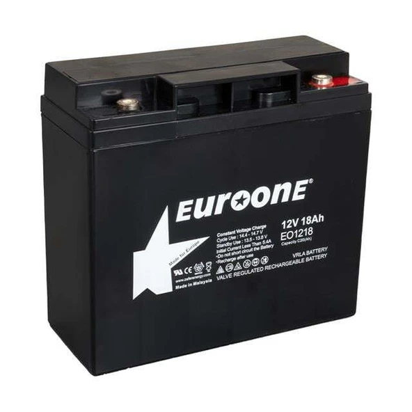Euroone EO1218 12 Volt 18 Amper Bakımsız Kuru AGM Akü ürün görseli 1