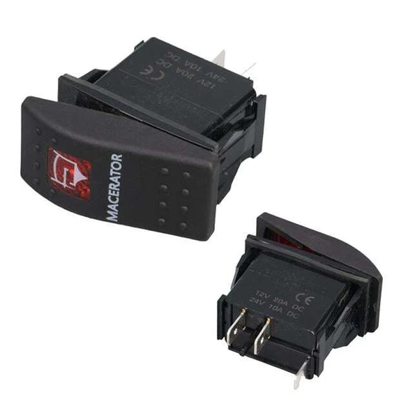 PowerMaster Macaratör Sembollü Işıklı 3 Pinli On-Off 12-24V Marin Switch ürün görseli 1