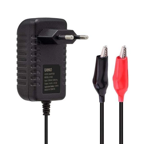 Weko 14.4 Volt 1Amper Krokodil Uçlu Ledli Yerli Üretim Akü Şarj Cihazı ürün görseli 1