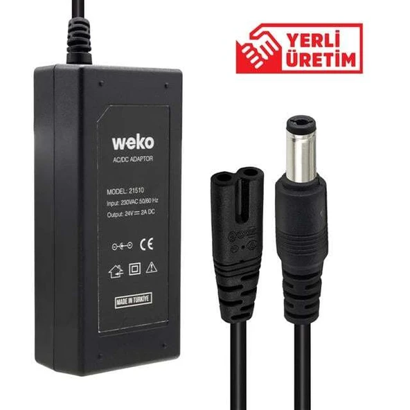 Weko 24 Volt - 2 Amper Plastik Kasa Masaüstü Adaptör 5.5 X 2.5 Uç ürün görseli 1
