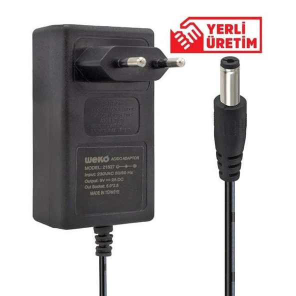 Weko 9 Volt 2 Amper Priz Tipi Plastik Kasa Adaptör 5.5*2.5 Uç ürün görseli 1