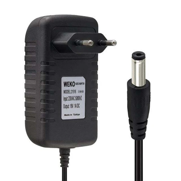 Weko 18 Volt 1 Amper Priz Tip 5.5x2.5 Uç Adaptör ürün görseli 1