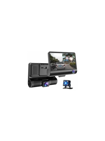 1080P Yol Kayıt 3 Kameralı Araç İçi Kamera Sistemi Gece Görüş+ Geri Vitesli DX400 ürün görseli 1
