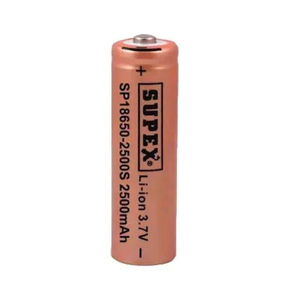 Supex 18650 – 2500S 3.7V 2500 Mah Başlı Li-Ion Pil ürün görseli 1