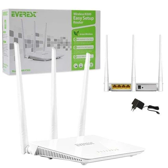 Everest EWR-F303 2.4 Ghz 300 Mbps 4 Port Kablosuz Router ürün görseli 1