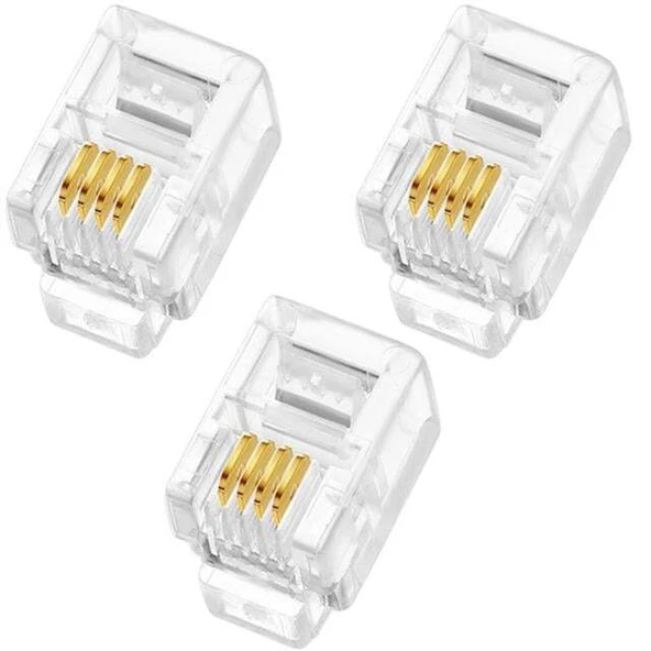 PowerMaster PM-1594 RJ9 4P/4C İnce Telefon Jack Soketi (100'Lük Paket) ürün görseli 1