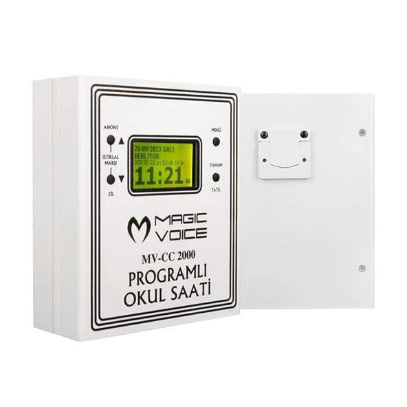 Magicvoice MV-CC2000 USB Duvar Tipi Programlı 20 Adet MP3 Formatı Zil / İstiklal Marşlı Akıllı Dijital Okul Saati (Çan Takılabilir) ürün görseli 1