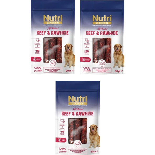 Nutri Canin Rawhide Sığır Etli Köpek Ödülü 80 gr. x 3 Adet ürün görseli 1