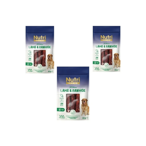 Nutri Canin Rawhide Kuzu Eti Sarılı Kemik Köpek Ödülü 80 Gr x 3 Adet - 3’lü Avantaj Paketi ürün görseli 1