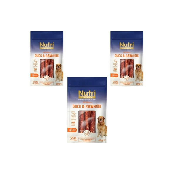 Nutri Canin Rawhide Ördek Eti Sarılı Kemik Köpek Ödülü 80 Gr x 3 Adet - 3’lü Avantaj Paketi ürün görseli 1