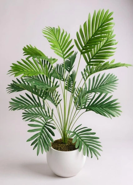 Yapay Ağaç 23 yaprak Palmiye Ağacı Beyaz Küre Saksıda 90*60cm ürün görseli 1
