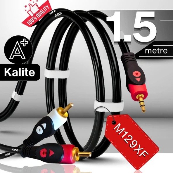 MN6 M129XF Rca Kablosu/1,5 Metre-3.5mm/aux Ses Kablosu-2rca Ses Kablosu-Ses Sistemi Uyumlu ürün görseli 1