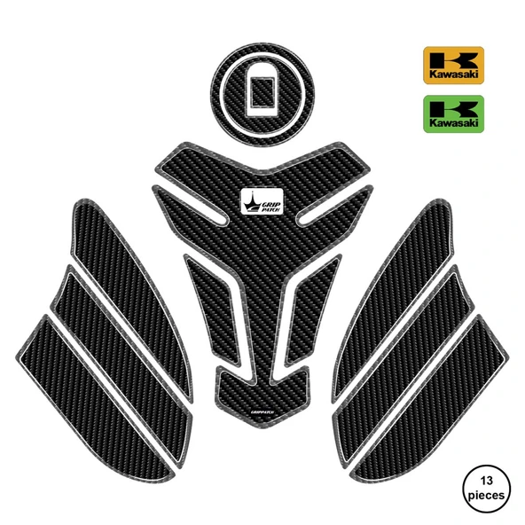 Grippatch Kawasaki ZX-6R 2006 ile Uyumlu Kaydırmaz 6D Karbon 13 Parça Tank Pad Seti GC74 ürün görseli 1