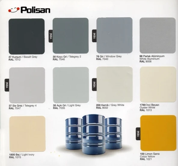 Polisan Endüstriyel Boya Ral 5017 15 Kg - Resim 2