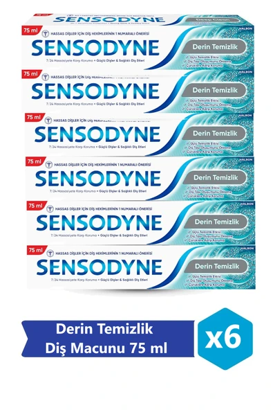Sensodyne Derin Temizlik Diş Macunu 75 ml x 6 Adet ürün görseli 1