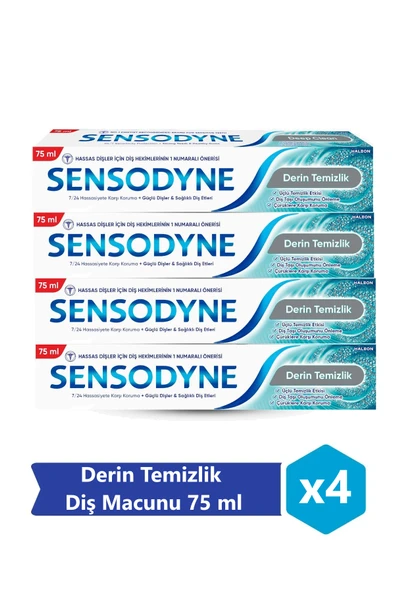 Sensodyne Derin Temizlik Diş Macunu 75 ml x 4 Adet ürün görseli 1