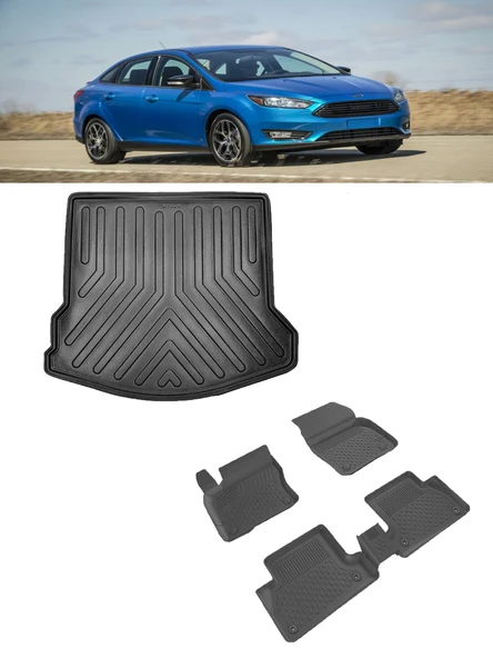 Sahler Ford Focus 3- 3.5 2010-2018 4.5D Paspas Rizline 3D Bagaj Havuzu Set ürün görseli 1