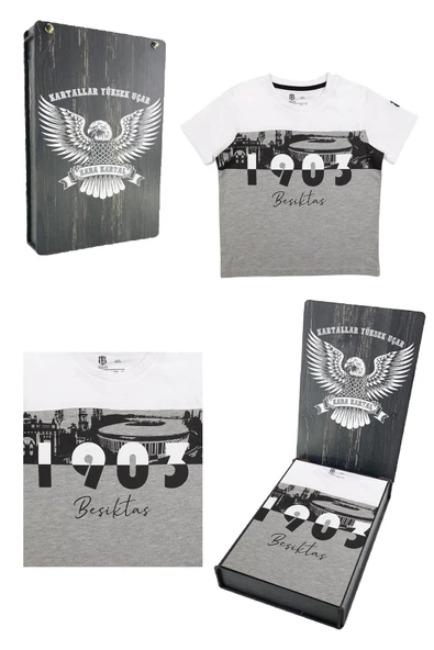 Beşiktaş Orijinal Çocuk T-Shirt Hediyelik Ahşap Kutulu ürün görseli 1