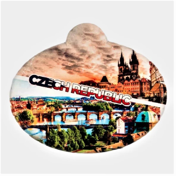 Çek Cumhuriyeti Prag Temalı Oval Magnet ürün görseli 1